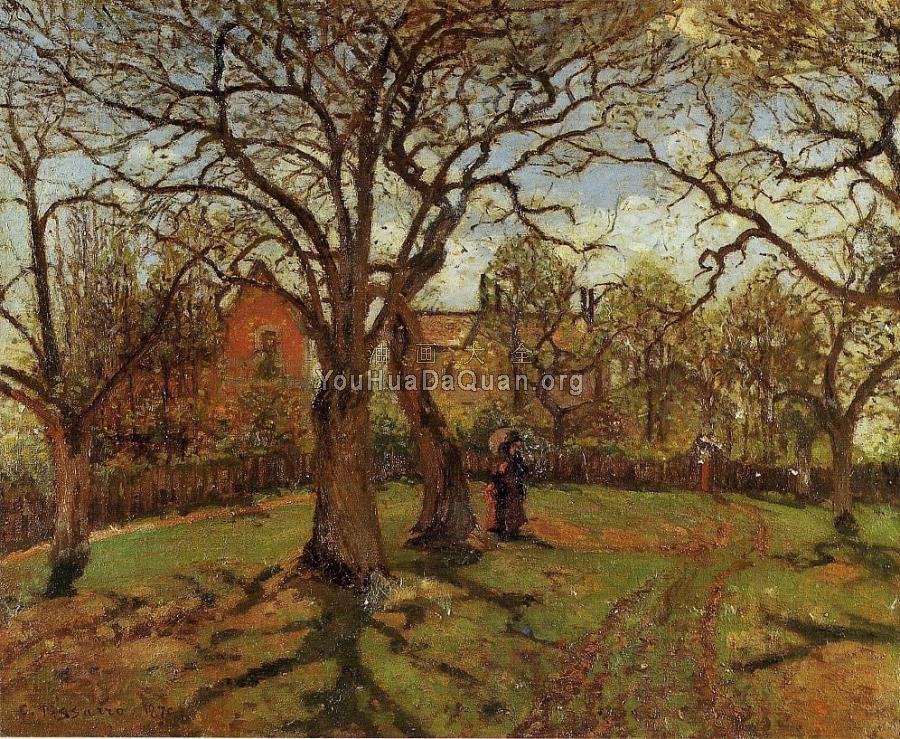 Chestnut Trees, Louveciennes, Spring - 卡米耶·毕沙罗